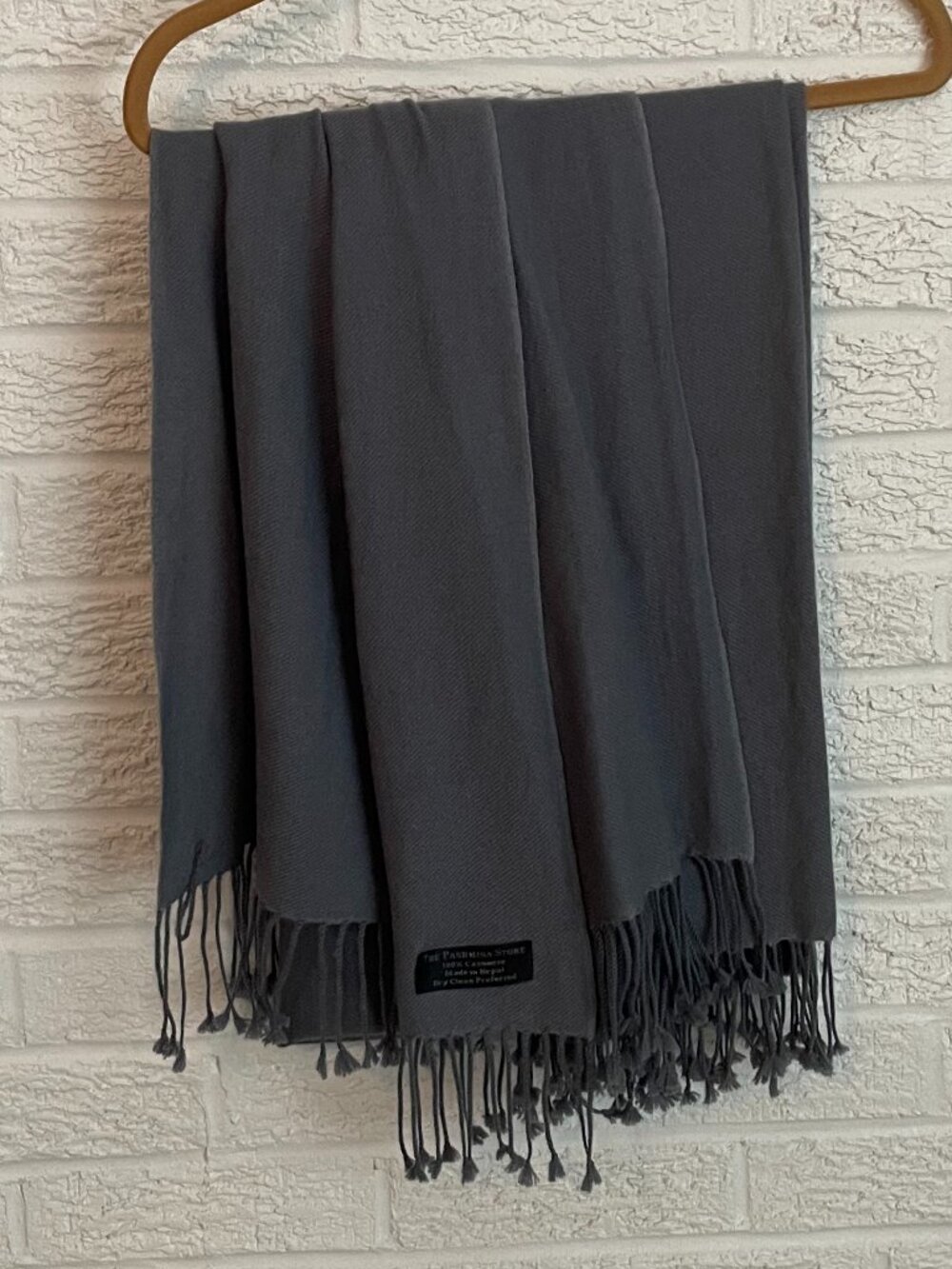 Gray grey pashmina 100% cashmere Nepal